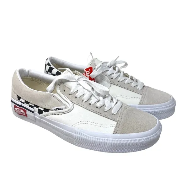 VANS Slip On Cream Check Sneakers Canvas Suede Shoes Skate Men Custom ALSU01255