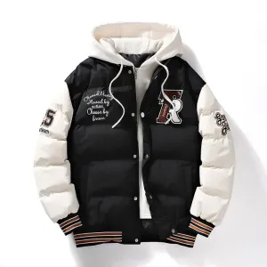 Varsity Puffer Jacket | Hooded | Warm and Sporty