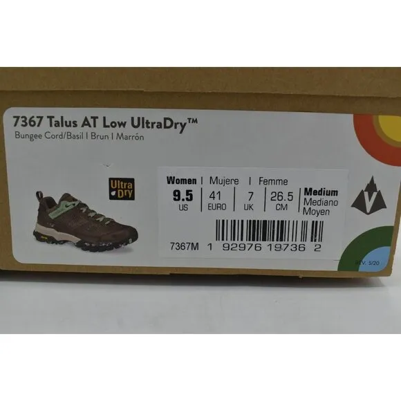 Vasque Women Size 9.5 Talus AT Low UltraDry Waterproof Bungee Brown Hiking Shoes