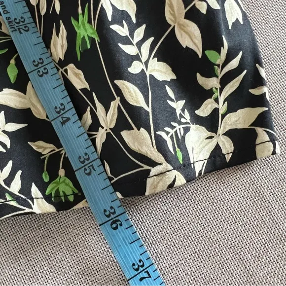 Verdant iris royal shirt mini dress Ladies size large Black green leaf print
