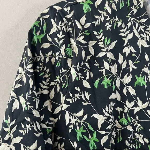 Verdant iris royal shirt mini dress Ladies size large Black green leaf print