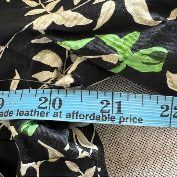 Verdant iris royal shirt mini dress Ladies size large Black green leaf print
