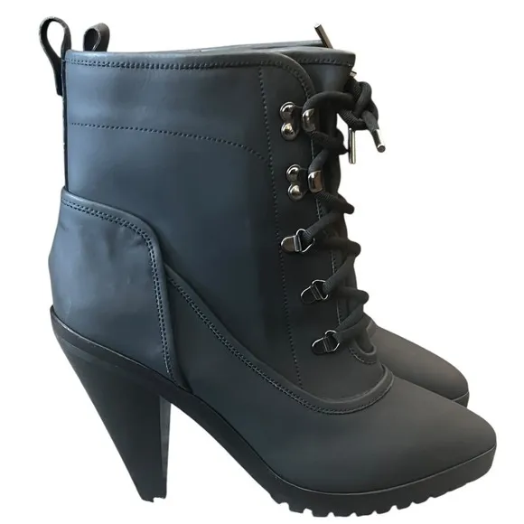 Veronica Beard Charley Coated Leather Lace-Up Bootie - Womans Size 39.5 Italy