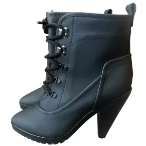 Veronica Beard Charley Coated Leather Lace-Up Bootie - Womans Size 39.5 Italy