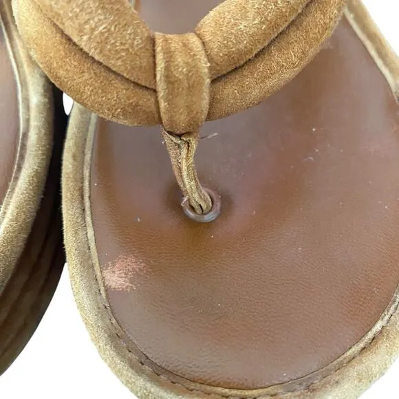Veronica Beard Geno Suede Flip Flop Platform Sandals Cognac Brown size 6.5