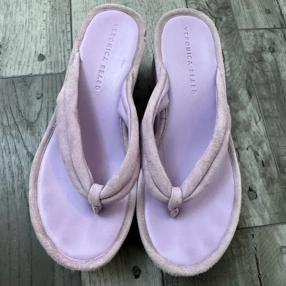 Veronica Beard Lavender Purple Geno Platform Thong Flip Flop Sandals Size 7 READ