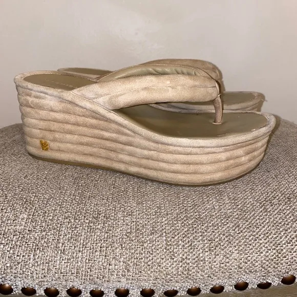 Veronica Beard Sandals Geno Sand Suede Platforms