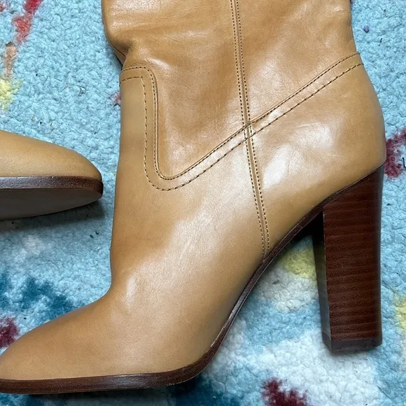 Veronica Beard Vesper knee high tan leather boots