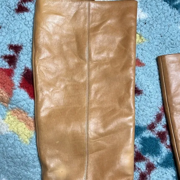 Veronica Beard Vesper knee high tan leather boots