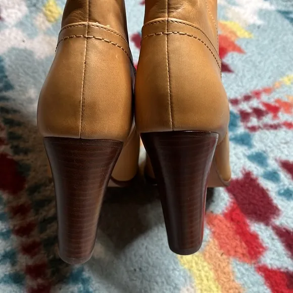 Veronica Beard Vesper knee high tan leather boots