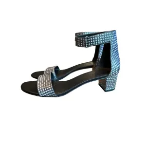 Vince &quot;Rita&quot; Women's Size 8 M Black White Metallic Leather Sandal Heels