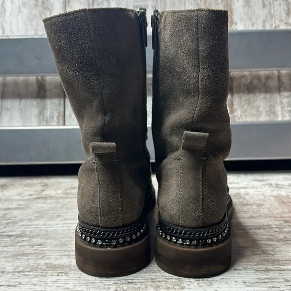Vince Camuto Branda Sable Zipper Closure Rounded Toe Chain Detailed Combat Boot