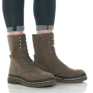Vince Camuto Branda Sable Zipper Closure Rounded Toe Chain Detailed Combat Boot