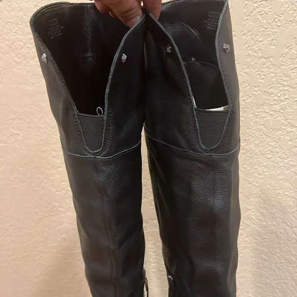 Vince Camuto Jorshie2 Wide Calf Tall Black Leather Boots Size 7M (EU 37.5)