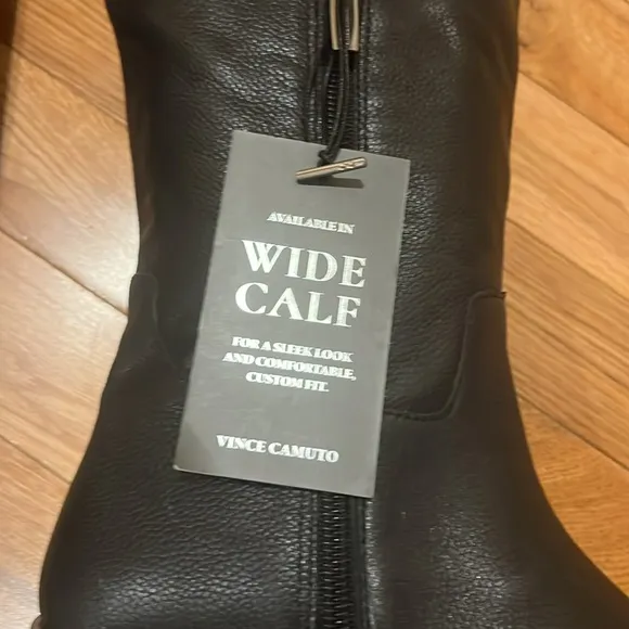 Vince Camuto Jorshie2 Wide Calf Tall Black Leather Boots Size 7M (EU 37.5)