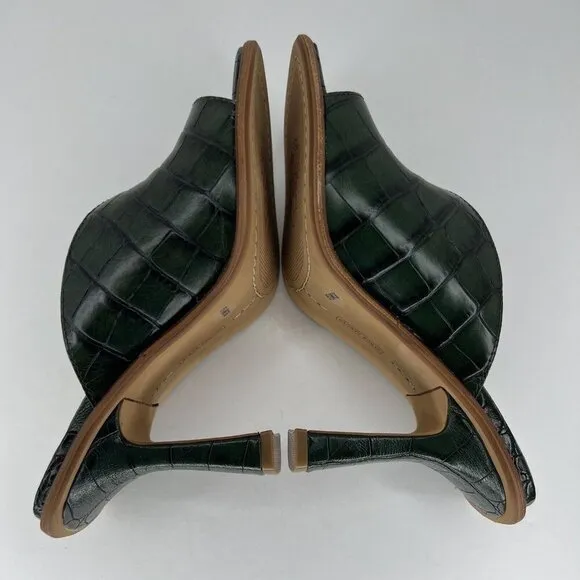 Vince Camuto Mershid Emerald Green Crocodile Print Heels Womens Size 5.5