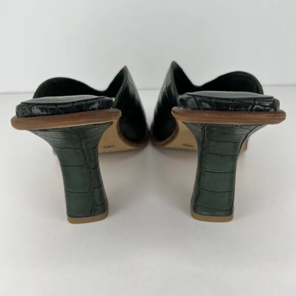 Vince Camuto Mershid Emerald Green Crocodile Print Heels Womens Size 5.5