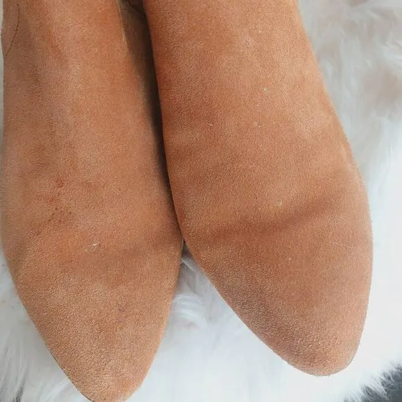 Vince Camuto Creestal Ankle Boots Suede Block Heel Tan Size 10 Booties