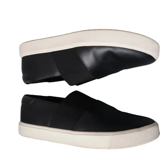 Vince Corbin Leather Slip On Sneakers Womens Size 7 Black Casual Shoes Elastic