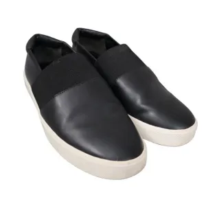 Vince Corbin Leather Slip On Sneakers Womens Size 7 Black Casual Shoes Elastic