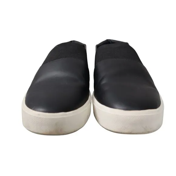 Vince Corbin Leather Slip On Sneakers Womens Size 7 Black Casual Shoes Elastic