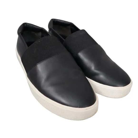 Vince Corbin Leather Slip On Sneakers Womens Size 7 Black Casual Shoes Elastic