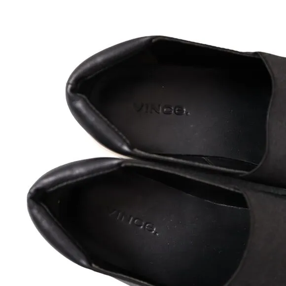 Vince Corbin Leather Slip On Sneakers Womens Size 7 Black Casual Shoes Elastic