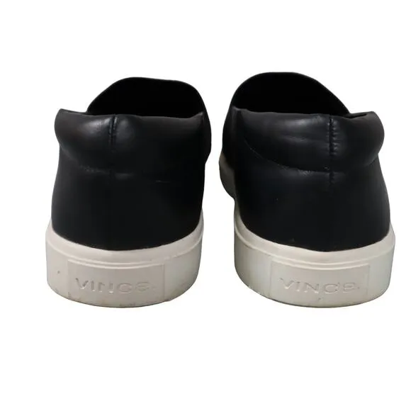 Vince Corbin Leather Slip On Sneakers Womens Size 7 Black Casual Shoes Elastic