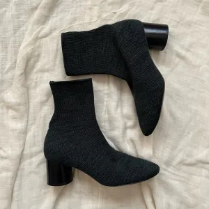 Vince green knit ankle sock heeled boots
