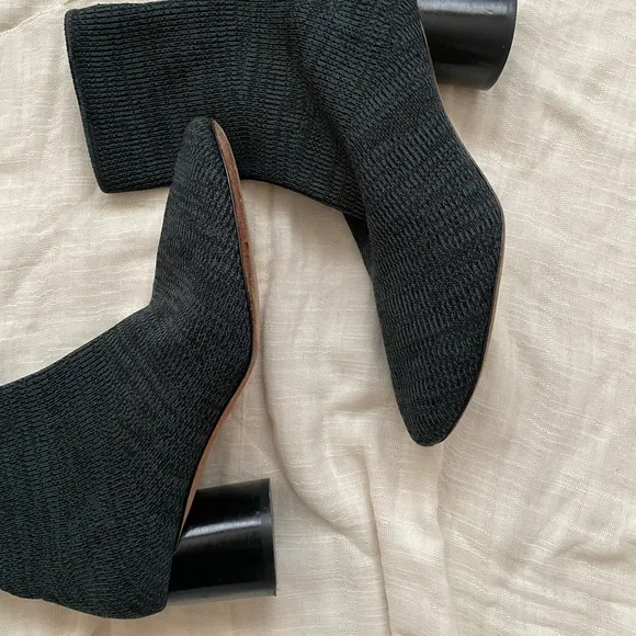 Vince green knit ankle sock heeled boots