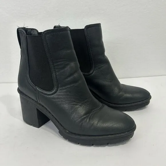 VINCE Henderson Black Weatherproof Leather Ankle Boots Womens 7M