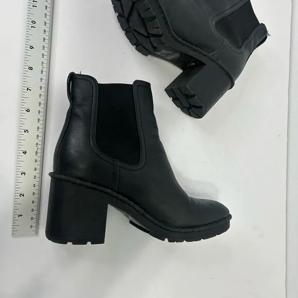 VINCE Henderson Black Weatherproof Leather Ankle Boots Womens 7M