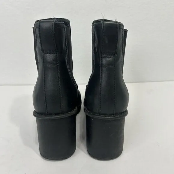 VINCE Henderson Black Weatherproof Leather Ankle Boots Womens 7M