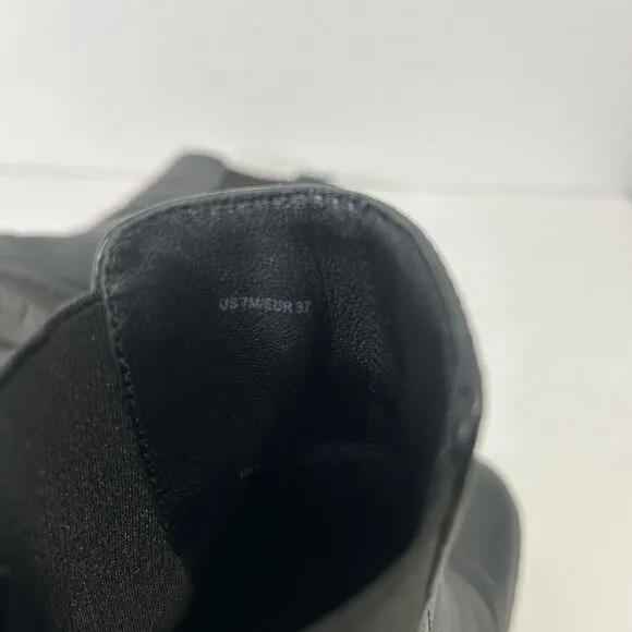 VINCE Henderson Black Weatherproof Leather Ankle Boots Womens 7M