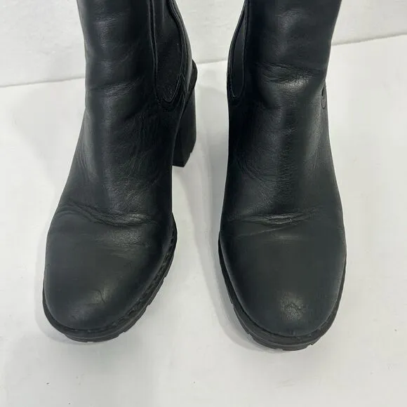 VINCE Henderson Black Weatherproof Leather Ankle Boots Womens 7M