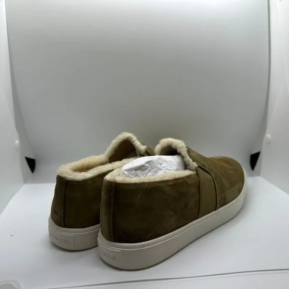Vince Shearling Lined Suede Slip‎ On Sneakers Cozy Winter Casual Shoes US 9