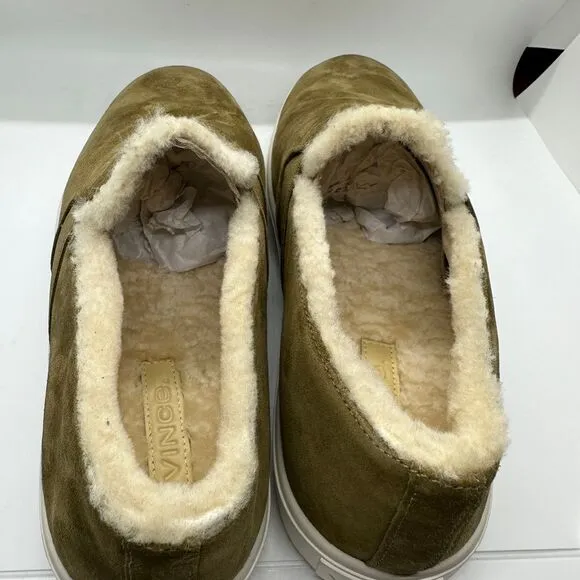 Vince Shearling Lined Suede Slip‎ On Sneakers Cozy Winter Casual Shoes US 9