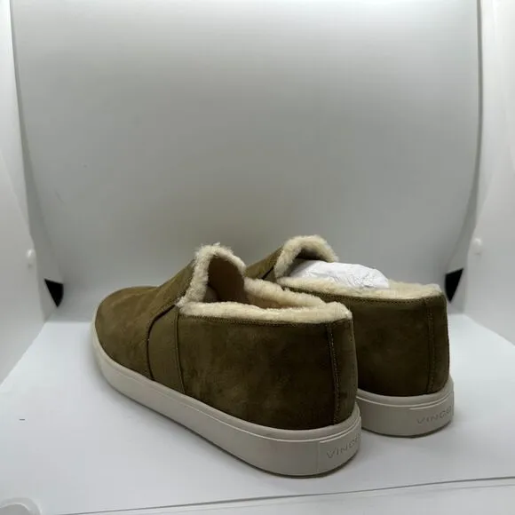 Vince Shearling Lined Suede Slip‎ On Sneakers Cozy Winter Casual Shoes US 9