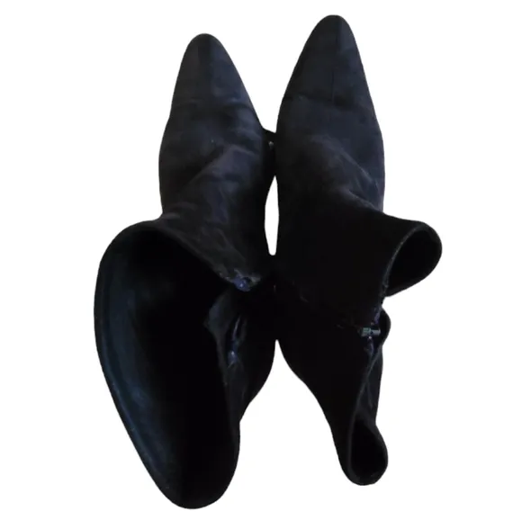 VINCE Suede Black Side Zip Booties 7