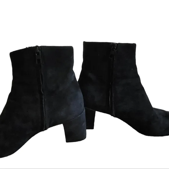 VINCE Suede Black Side Zip Booties 7