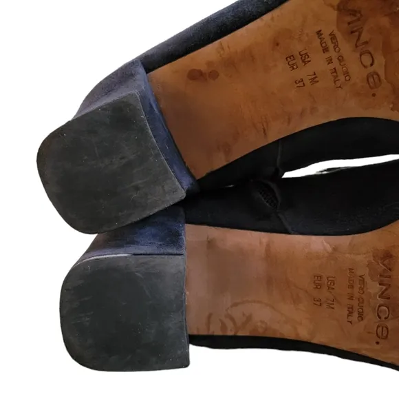VINCE Suede Black Side Zip Booties 7