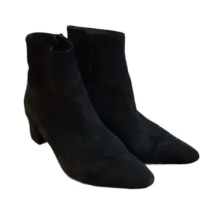 VINCE Suede Black Side Zip Booties 7