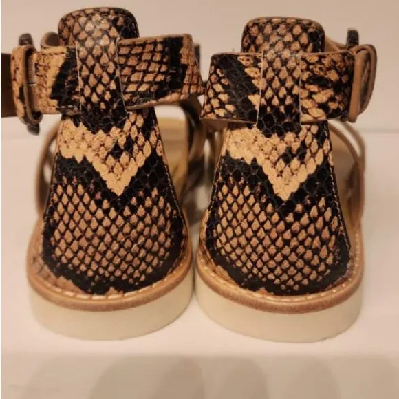 Vince Women's Morris Snakeskin Embossed Leather Thong Sandals Size 6