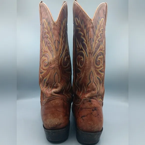 Vinrage Justin Boots 1560 Men's Sz 10 D Cowboy Brown Leather Western Distressed