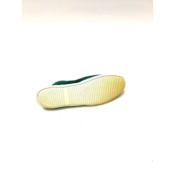 Vintage 1960s Deadstock Sneakers // Green Canvas Slip On No Tie Shoes Size 6