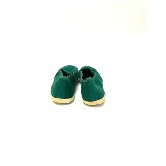Vintage 1960s Deadstock Sneakers // Green Canvas Slip On No Tie Shoes Size 6