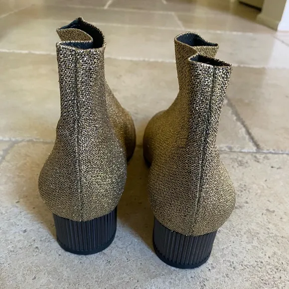 Vintage 1960s Robert Clergerie Gold Metallic Ankle Boots size 37 / 6.5