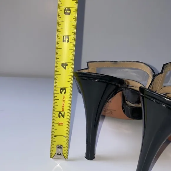 Vintage 1990s Todd Oldham Springolator leather heels, black patent leather