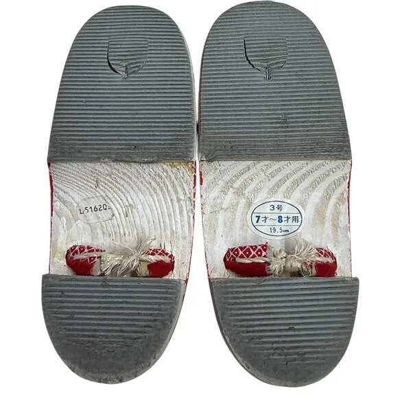 Vintage 1997 Hello Kitty Wooden Geta Sandals Japan Sanrio Red Flip Flops Kids