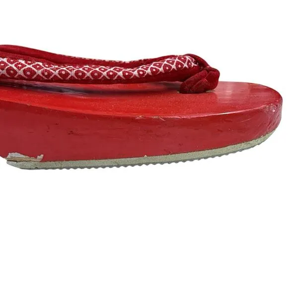 Vintage 1997 Hello Kitty Wooden Geta Sandals Japan Sanrio Red Flip Flops Kids